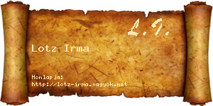 Lotz Irma névjegykártya